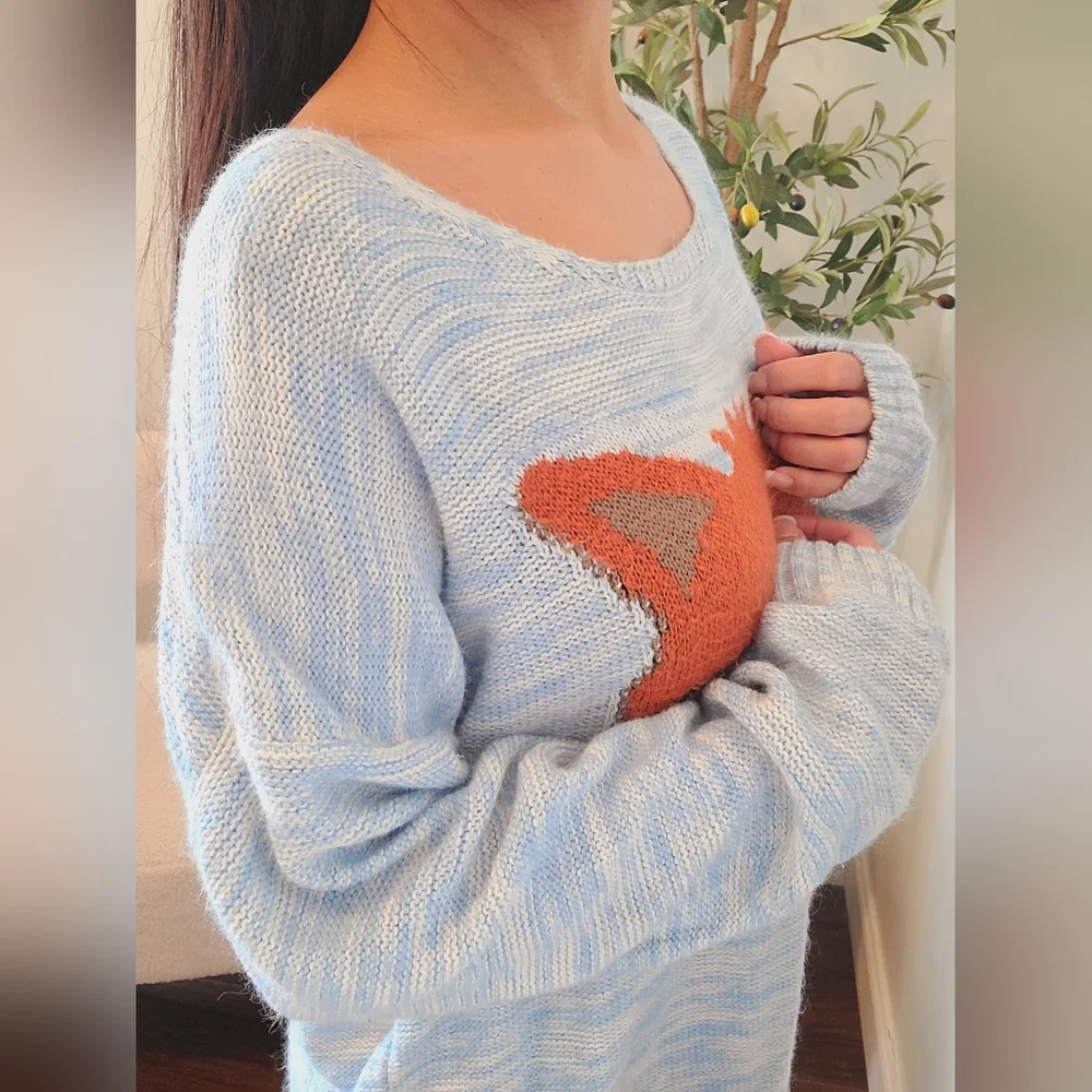 Women's Blue Fox Sweater - Picture 3 of 12